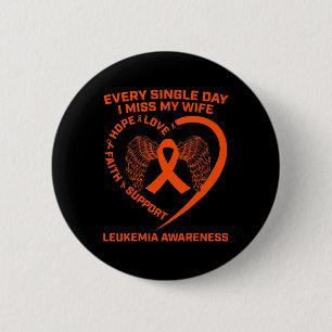 Orange Ribbon Heart Leukaemia Awareness In Memory 6 Cm Round Badge