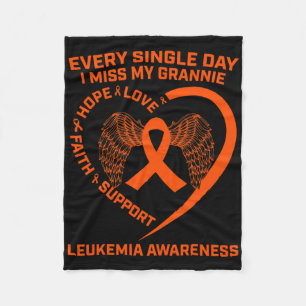 Orange Ribbon Heart Leukaemia Awareness In Memory Fleece Blanket