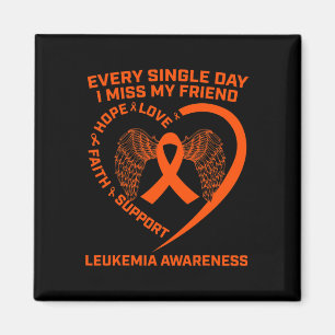 Orange Ribbon Heart Leukaemia Awareness In Memory Magnet