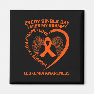 Orange Ribbon Heart Leukaemia Awareness In Memory  Magnet