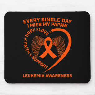 Orange Ribbon Heart Leukaemia Awareness In Memory Mouse Pad