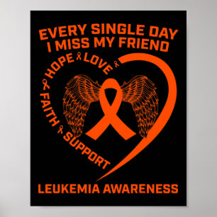 Orange Ribbon Heart Leukaemia Awareness In Memory Poster