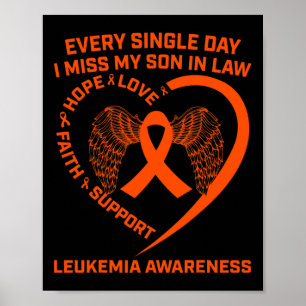 Orange Ribbon Heart Leukaemia Awareness Memory Of Poster