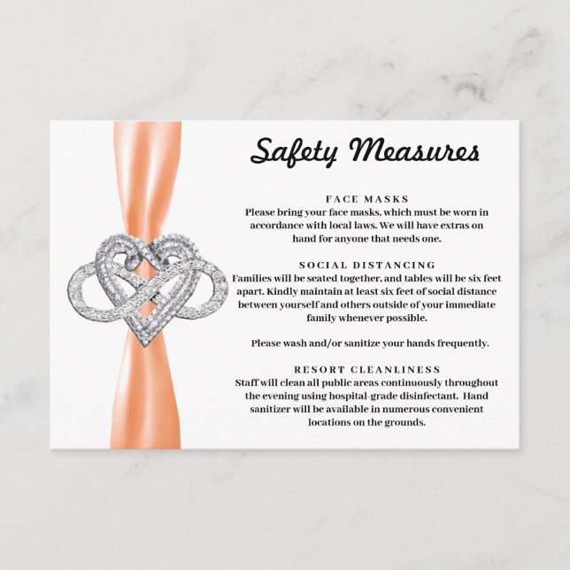 Orange Ribbon Infinity Heart Safety Measures Enclosure Card (Front)