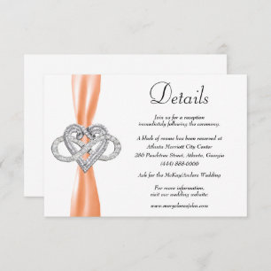 Orange Ribbon Infinity Heart Wedding Details Enclosure Card
