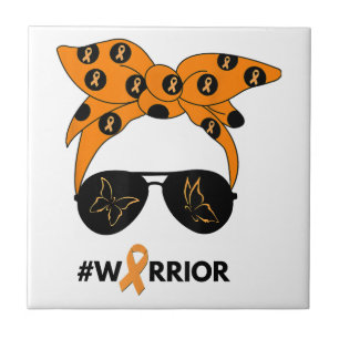Orange Ribbon Kidney Cancer Warrior Bandanna Unbre Ceramic Tile