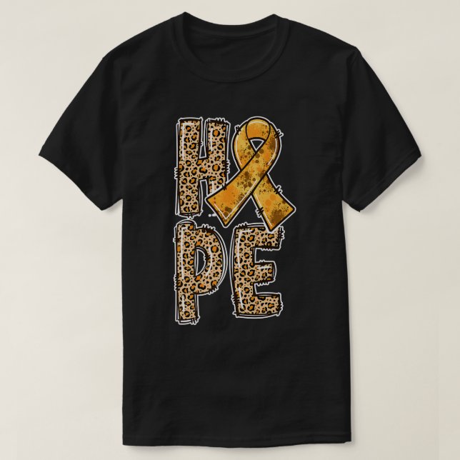 Orange Ribbon Leopard Print HOPE ADHD Survivors111 T-Shirt (Design Front)