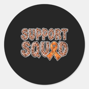 Orange Ribbon Leopard Print Support Squad CRPS 1 Classic Round Sticker
