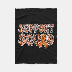 Orange Ribbon Leopard Print Support Squad Crps 1 Fleece Blanket