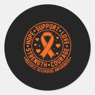 Orange Ribbon Multiple Sclerosis Awareness Classic Round Sticker
