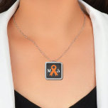 Orange Ribbon: Multiple sclerosis awareness Silver Plated Necklace<br><div class="desc">A stylised depiction of the word MS and an orange ribbon symbolise multiple sclerosis awareness and support. Perfect gift for a multiple sclerosis fighter.</div>