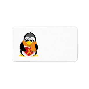 Orange Ribbon Penguin Scarf Label