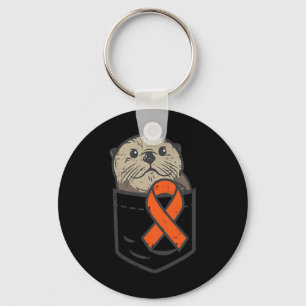 Orange Ribbon Pocket Leukaemia Awareness Men Women Key Ring