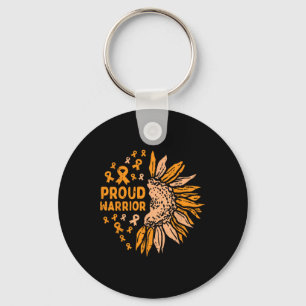 Orange Ribbon Proud Warrior Leukaemia Awareness  Key Ring