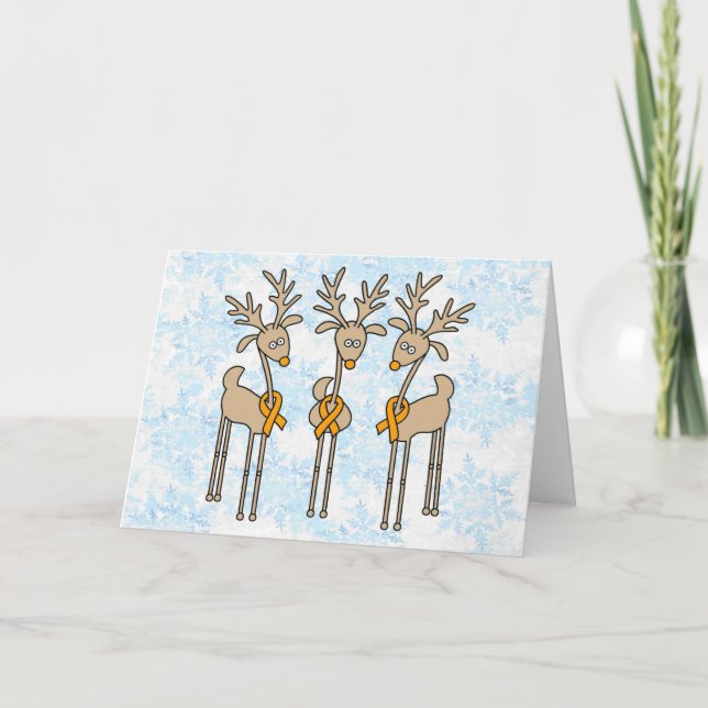 Orange Ribbon Reindeer Holiday Card (Front)