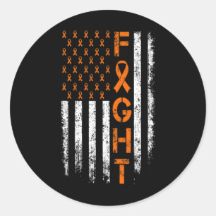 Orange ribbon sign - Leukaemia Awareness Classic Round Sticker