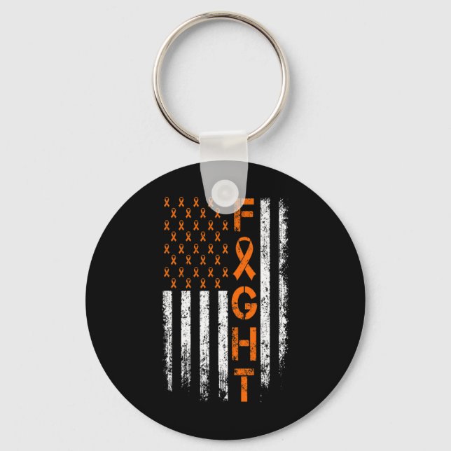 Orange ribbon sign - Leukaemia Awareness  Key Ring (Front)