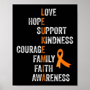Orange Ribbon Sign Retro Vintage Aml Leukaemia Awa