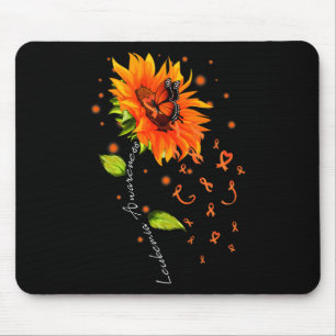 Orange Ribbon Sunflower Butterfly Leukaemia Awaren Mouse Pad