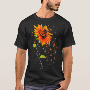 Orange Ribbon Sunflower Butterfly Leukemia Awarene T-Shirt