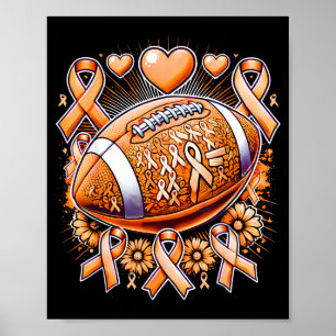 Orange Ribbon Sunflower Football Lover Multiple Sc Poster