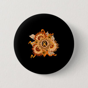 Orange Ribbon Sunflower Multiple Sclerosis Awarene 6 Cm Round Badge