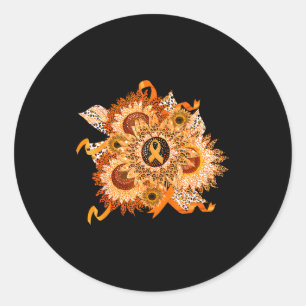 Orange Ribbon Sunflower Multiple Sclerosis Awarene Classic Round Sticker