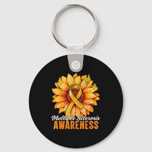 Orange Ribbon Sunflower Multiple Sclerosis Awarene Key Ring