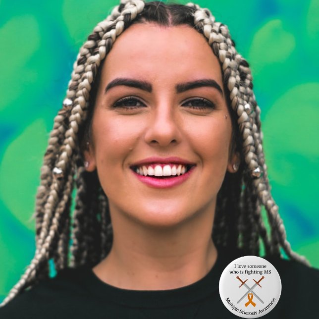 Orange Ribbon Swords Multiple Sclerosis Awareness 6 Cm Round Badge (Creator Uploaded)