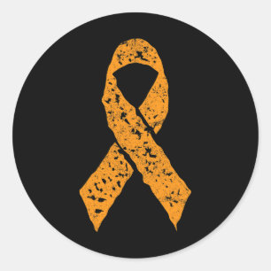 Orange Ribbon Vintage Leukaemia Awareness Cancer P Classic Round Sticker