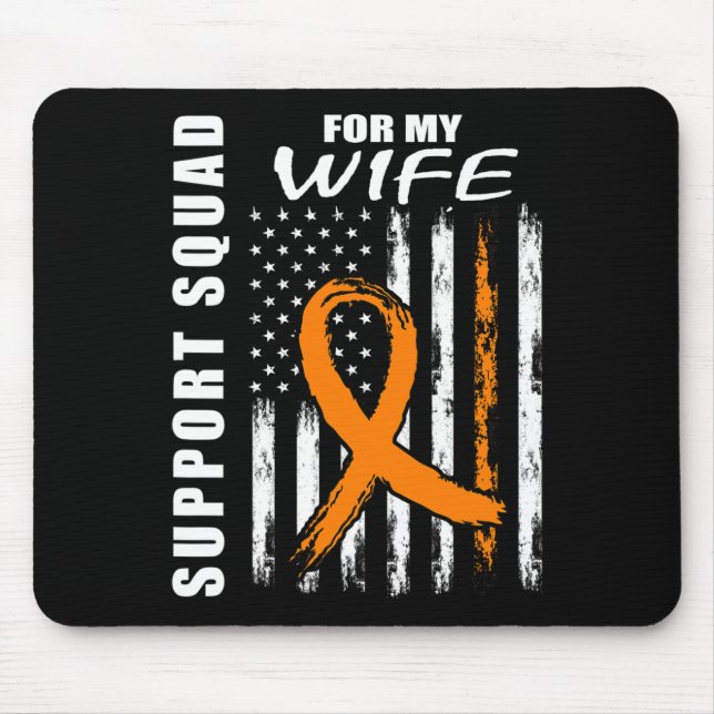 Orange Ribbon Wife Leukaemia Awareness USA Flag Ca Mouse Pad (Front)