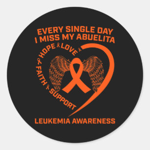 Orange Ribbon Wings Leukemia Awareness In Memory O Classic Round Sticker