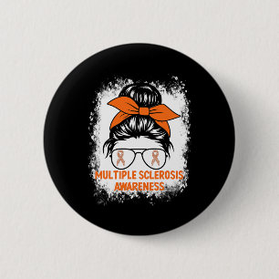 Orange Ribbon Women Ms Multiple Sclerosis 6 Cm Round Badge