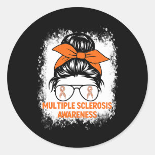 Orange Ribbon Women Ms Multiple Sclerosis Classic Round Sticker