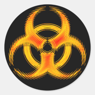 Orange Ripple Biohazard Symbol Sticker