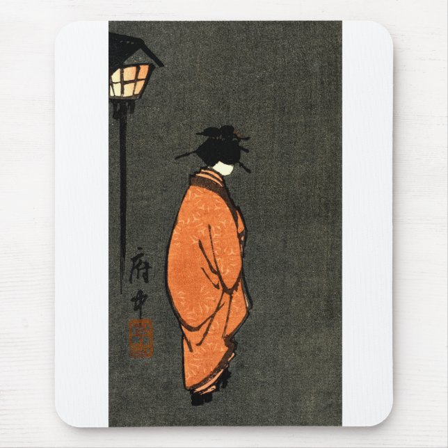 Orange Robed Geisha Mouse Pad (Front)