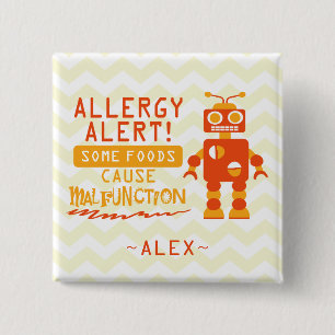 Orange Robot Food Allergy Alert Button