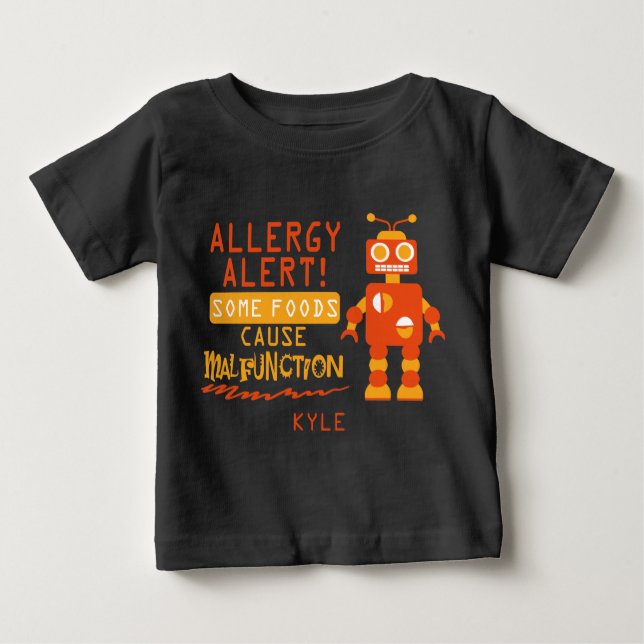 Orange Robot Food Allergy Alert Shirt (Front)