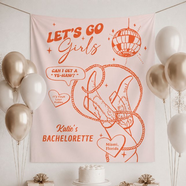 Orange Rodeo Bachelorette Party Nash Bach Tapestry (Creator Uploaded)