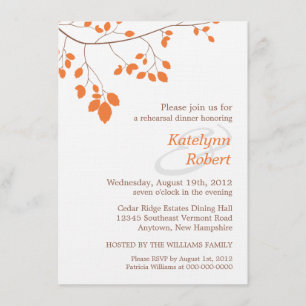 Orange Romance Rehearsal Dinner Invitation