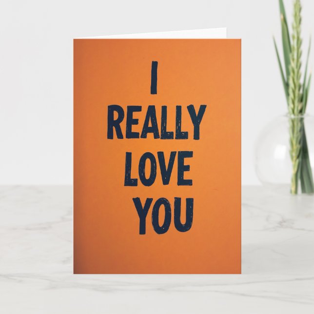 Orange Romantic Love You Card (Front)