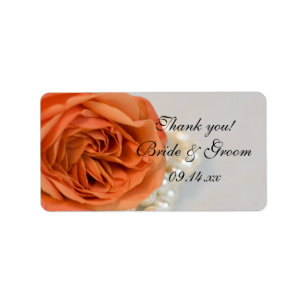 Orange Rose and Pearls Wedding Thank You Favour Label