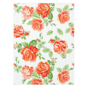 Orange rose and white classic print tablecloth