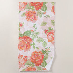Orange rose beach towel