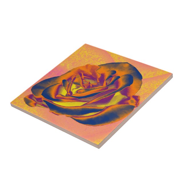 Orange Rose Ceramic Tile (Side)