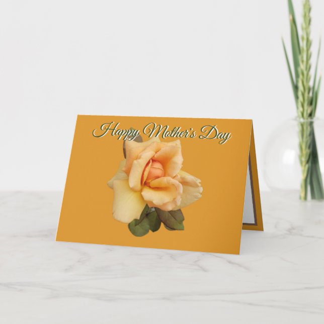 Orange Rose Cutout Photo Orange Mothers Day Card (Front)