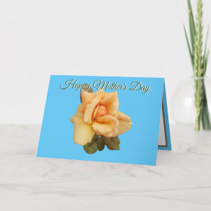 Orange Rose Cutout Photo Sky Blue Mothers Day Card