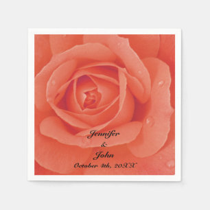 Orange Rose Floral Flower Artsy Colourful Wedding Napkin