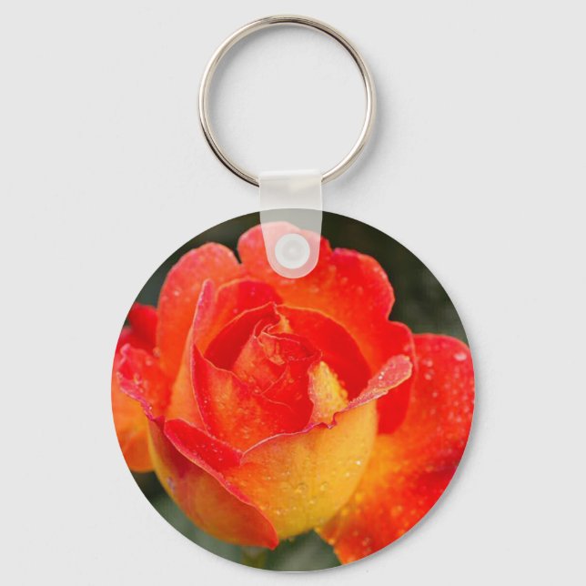 Orange Rose Floral Key Ring (Front)
