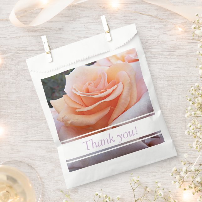 Orange Rose Floral Thank You Favour Bag (Clipped)